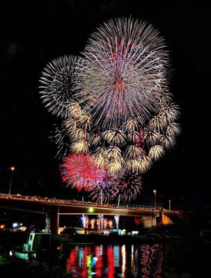 日本海ゆうひ花火 橋の上からも楽しめる大迫力の打ち上げ花火