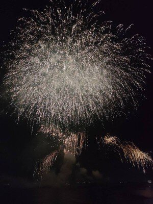 日間賀島ぎおん祭り花火大会 日間賀島を舞台に約2000発が打ち上げられる