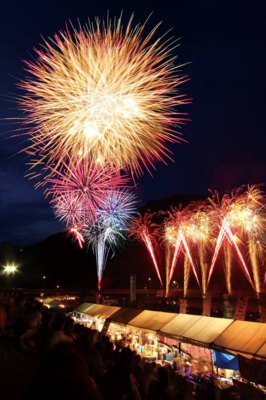 第48回 ふしの夏まつり 近距離から打ち上げられる花火は大迫力