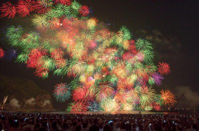 色とりどりの花火が夜空を埋め尽くす