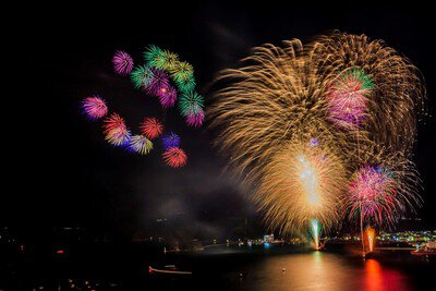 色とりどりの花火が夜空を舞う