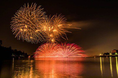 三好池の夜空を彩る迫力の花火ショー