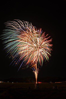 夜空に大きく咲く色鮮やかな花火