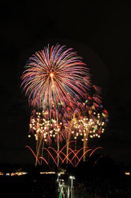 多彩な色の花火が絶え間なく打ち上がる
