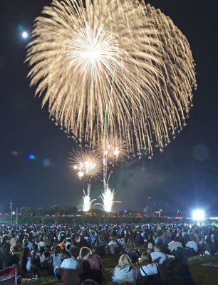 秋の夜空に広がる黄金の大輪