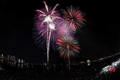 多彩な花火が次々と夜空を彩る