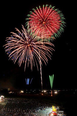 色鮮やかな大輪が夜空に咲く