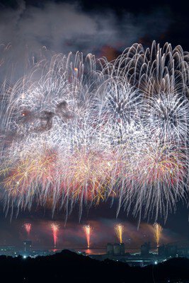 色とりどりの華が空を飾る夜