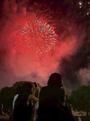 観客の頭上いっぱいに広がる鮮やかな大輪の花火
