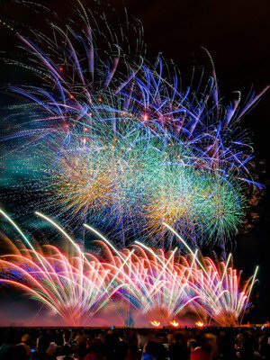 視界いっぱいに広がる色鮮やかな大輪の花火