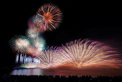 夜空に広がる華やかな連発花火