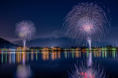 河口湖冬花火 画像(3/4)