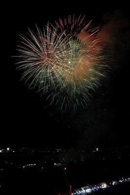 色とりどりの花が同時に咲く華やかな夜空