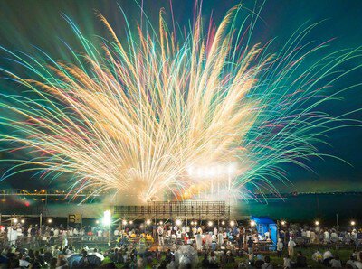 観客の目の前で広がる華やかな光の競演