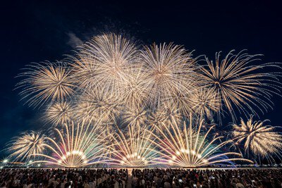 金波と白点滅が描く繊細で煌びやかな夜空