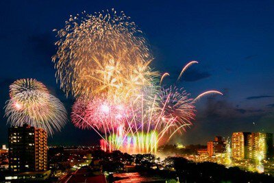 都市を包む壮大な花火の幕開け