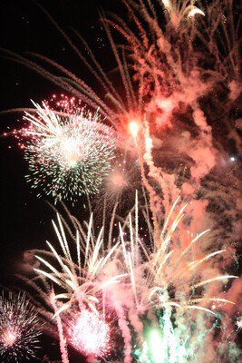 鮮やかな色彩が夜空を彩る花火