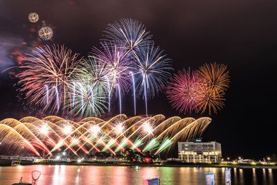 第41回 なとり夏まつり にぎやかに打ち上がる色とりどりの花火