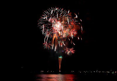 鴨川市民花火大会 約3000発の色鮮やかな花火が海岸の夜空に打ちあがる