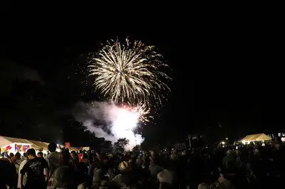 Fireworks venue bustling with many people