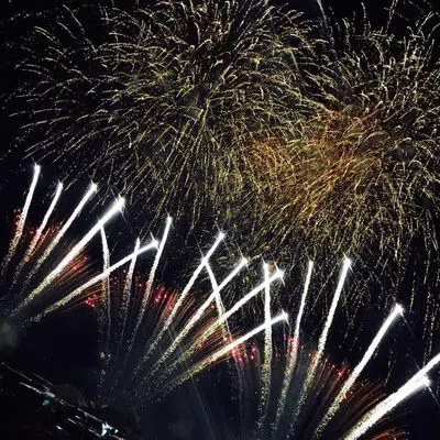 Multi-launched fireworks with beautiful lines of light