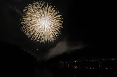 夜の静けさを破る美しい白い花火