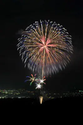 箕郷ふるさと祭り花火大会 ふれあい公園の芝生広場で寝転んで見るのがおすすめ