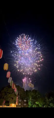 提灯と花火が彩る夏の夜