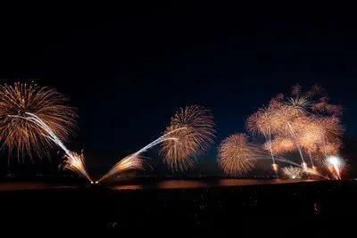 色とりどりの大輪が連なる華やかな夜