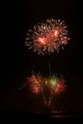 구주쿠리정 고장축제 불꽃대회 — 구주쿠리하마의 밤하늘에 만개하는 대륜의 불꽃