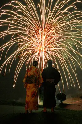マザー牧場 サマーナイトファーム 山の谷間から打ち上げるので、目の前で花開いて迫力満点