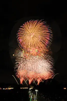 大輪の花火が連続して打ち上がる見ごたえある構成