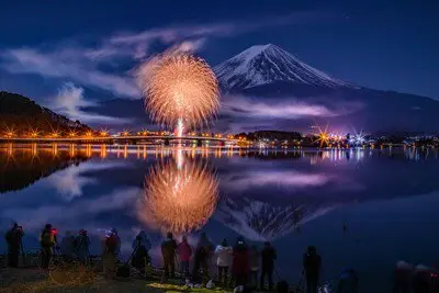 河口湖冬煙火