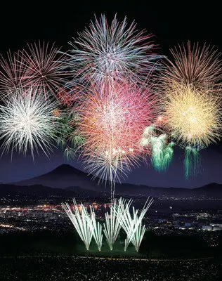 第40回 日本平まつり 短い間隔で打ち上げられる花火が空をカラフルに染める