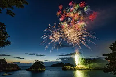 堂ヶ島夕映えの花火