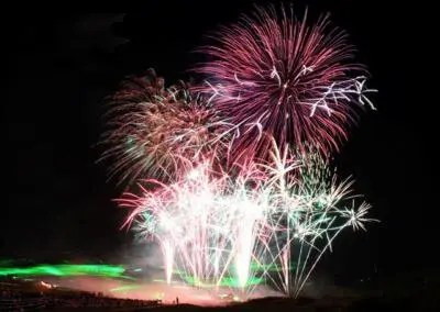 제52회 요시노가와 축제 낙양 불꽃축제 - 다채로운 불꽃이 밤하늘을 선명하게 물들입니다