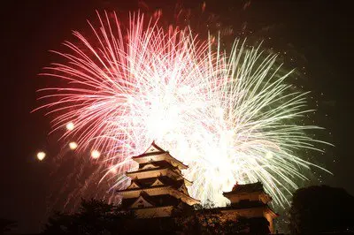 色鮮やかな光が夜空に舞い上がる瞬間
